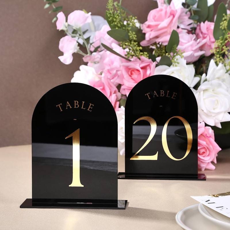 아치형 아크릴 테이블 번호 웨딩 센터피스 및 테이블 장 - Table Number Gold 리뷰 및 가격