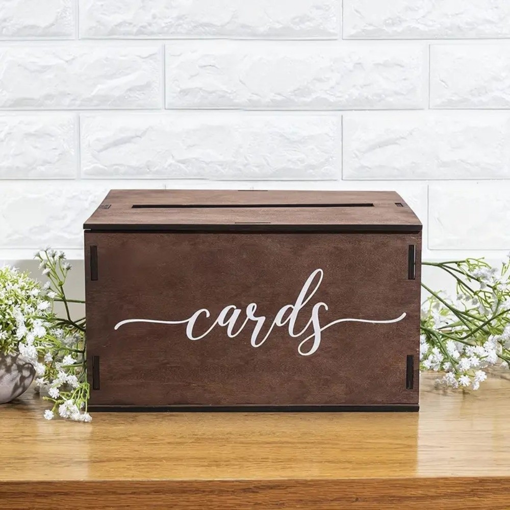 새로운 나무 웨딩 카드 상자(뚜껑 포함) 장식용 선물  - Wedding Card Box 리뷰 및 가격